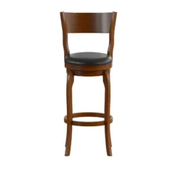 Merrick Lane 30" Classic Wooden Open Back Swivel Bar Height Pub Stool With Upholstered Padded Seat And Integrated Footrest -Homcom Crosley Shop GUEST 5d550472 9d96 4ea7 a563 1df82cf07836