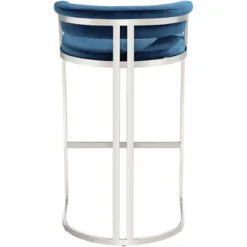 Studio 55D Polished Stainless Steel Bar Stool 31" High Modern Blue With Backrest Footrest For Kitchen Counter Height Island -Homcom Crosley Shop GUEST 5deb4fdb 98d2 4227 b648 0a5e410c43b0