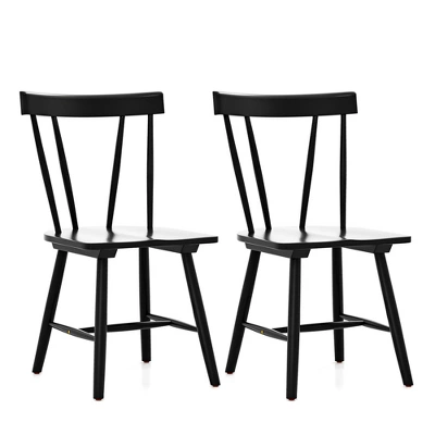 Costway Dining Chairs Set Of 2 Windsor Chairs Wood Armless Chairs With Solid Rubber Wood Black/White 11 Costway Dining Chairs Set Of 2 Windsor Chairs Wood Armless Chairs With Solid Rubber Wood Black/White - Image 9