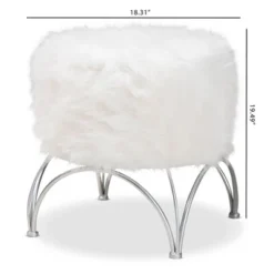 Celia Faux Fur Upholstered Silver Metal Ottoman White/Silver - Baxton Studio -Homcom Crosley Shop GUEST 5e1071f1 2632 4d03 880b 8e7aad3bea45