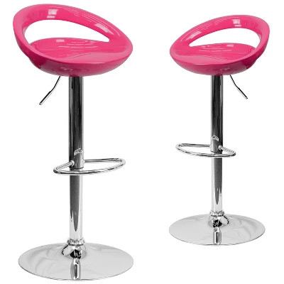 Emma And Oliver 2 Pack Contemporary Plastic Adjustable Height Barstool With Rounded Cutout Back And Chrome Base 19 Emma And Oliver 2 Pack Contemporary Plastic Adjustable Height Barstool With Rounded Cutout Back And Chrome Base - Image 17