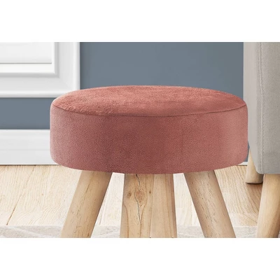 17" Round Velvet Upholstered Ottoman With Wood Legs - EveryRoom 4 17" Round Velvet Upholstered Ottoman With Wood Legs - EveryRoom - Image 2