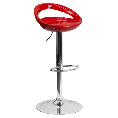 Flash Furniture Contemporary Plastic Adjustable Height Barstool With Rounded Cutout Back And Chrome Base 17 Flash Furniture Contemporary Plastic Adjustable Height Barstool With Rounded Cutout Back And Chrome Base - Image 15