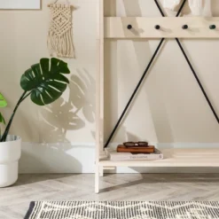 68" Solid Wood X Back Angled Hall Tree White Wash - Saracina Home -Homcom Crosley Shop GUEST 5f3d0d73 a646 48be b127 d033415e486f