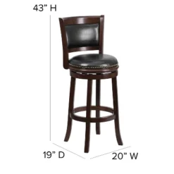 Emma And Oliver 29"H Panel Back Cappuccino Wood Swivel Seat Barstool -Homcom Crosley Shop GUEST 601cccc4 741b 4439 8bfb cc5ccd975659