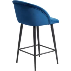 55 Downing Street Black Bar Stool 26" High Modern Blue Velvet Upholstered With Backrest Footrest For Kitchen Counter Height Island -Homcom Crosley Shop GUEST 6208c17e ba44 4b34 bd91 6f16f2a27533