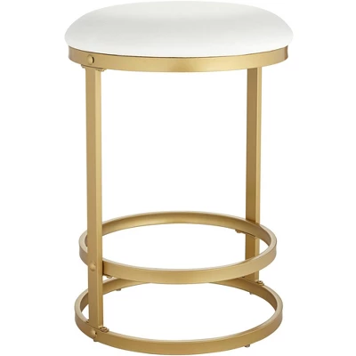 55 Downing Street Gold Bar Stool 26" High Modern White Fabric Cushion With Footrest For Kitchen Counter Height Island Home House 7 55 Downing Street Gold Bar Stool 26" High Modern White Fabric Cushion With Footrest For Kitchen Counter Height Island Home House - Image 5