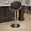 Emma And Oliver Bentwood Adjustable Height Barstool With Curved Vinyl Seat/Back