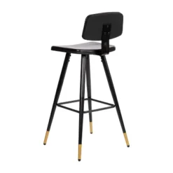 Flash Furniture Kora Commercial Grade Low Back Barstools-LeatherSoft Upholstery-Iron Frame-Integrated Footrest-Gold Tipped Legs-Set Of 2 -Homcom Crosley Shop GUEST 63967621 e824 4c5a acf9 e6bade83fd49
