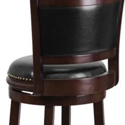Emma And Oliver 29"H Panel Back Cappuccino Wood Swivel Seat Barstool -Homcom Crosley Shop GUEST 64ab085c b045 4b3d abb4 271738a8c1a3