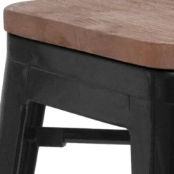 Emma And Oliver 24"H Backless Black Metal Counter Height Stool With Wood Seat 21 Emma And Oliver 24"H Backless Black Metal Counter Height Stool With Wood Seat -Homcom Crosley Shop GUEST 64e08749 de0d 464e b42d 2517f099bc5f