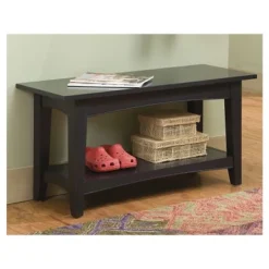 Cottage Bench With Shelf - Alaterre -Homcom Crosley Shop GUEST 65242326 0c09 4b95 8e4b fa8a71abcfc2