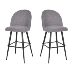 Merrick Lane Set Of 2 Modern Armless Barstools With Contoured Backs, Steel Frames, And Integrated Footrests -Homcom Crosley Shop GUEST 65554076 0741 4e9f bf29 c8628685e9a3