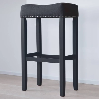 29" Wood Upholstered Saddle Seat Barstool - Nathan James 6 29" Wood Upholstered Saddle Seat Barstool - Nathan James - Image 4