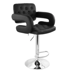 Elama Faux Leather Tufted Bar Stool In Black With Chrome Base And Adjustable Height -Homcom Crosley Shop GUEST 669d622e 20e5 4290 accc ce04a0452e8c