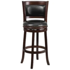 Emma And Oliver 29"H Panel Back Cappuccino Wood Swivel Seat Barstool -Homcom Crosley Shop GUEST 66d6ca63 9a10 477f 84bd f2ae170cee4a