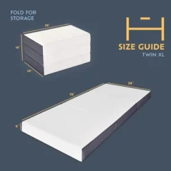 Hayward Heyward 6" Trifold Mattress, Tri Fold Memory Foam Foldable Mattress -Homcom Crosley Shop GUEST 6706d7af 06ac 43e5 87a0 11def5734ebf