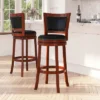 Merrick Lane Amara Series Wooden Stool With Open Panel Back With Faux Leather Accent And Seat -Homcom Crosley Shop GUEST 6716a01e 1f4a 4b15 83fd eae4e079283a