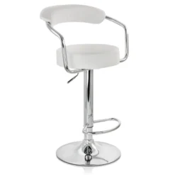 Elama 2 Piece Faux Leather Retro Adjustable Bar Stool With Chrome Handles And Base