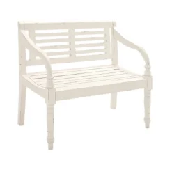 Farmhouse Mahogany Bench White - Olivia & May -Homcom Crosley Shop GUEST 68aca6f7 79a5 4785 bb40 64e01817ef61