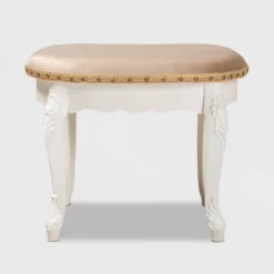 Gabrielle Velvet Fabric Upholstered Wood Vanity Ottoman Sand/White/Gold - Baxton Studio 11 Gabrielle Velvet Fabric Upholstered Wood Vanity Ottoman Sand/White/Gold - Baxton Studio -Homcom Crosley Shop GUEST 6a12d3ab f608 48f5 8781 dda0c680ab80