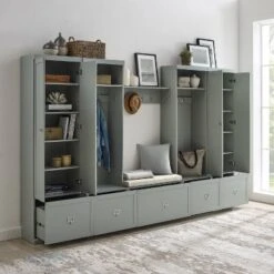 6pc Harper Entryway Set With Bench, Shelf, 2 Pantry Closets And 2 Hall Trees - Crosley -Homcom Crosley Shop GUEST 6a63f4d2 8911 438d 80a2 61e30069a936