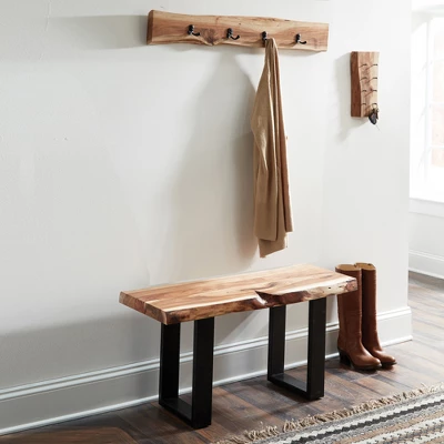 36" Alpine Live Edge Metal And Wood Coat Hooks - Alaterre Furniture 4 36" Alpine Live Edge Metal And Wood Coat Hooks - Alaterre Furniture - Image 2