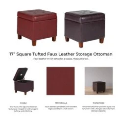 Square Tufted Faux Leather Storage Ottoman - HomePop 23 Square Tufted Faux Leather Storage Ottoman - HomePop -Homcom Crosley Shop GUEST 6b58fcb7 befa 4d66 b424 e02ef0039785