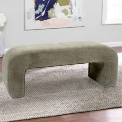 Lily 47" Upholstered Scroll Velvet Waterfall Bench/Chenille Entryway Bench-The Pop Maison -Homcom Crosley Shop GUEST 6b867e38 58c6 417a 8b67 e6b146246d08