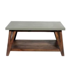 Brookside Entryway Bench Concrete Coated Top And Wood Light Gray/Brown - Alaterre Furniture