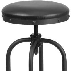 Merrick Lane Barstool Contemporary Black Faux Leather Backless Stool With Swivel Seat Height Adjustment And Footrest -Homcom Crosley Shop GUEST 6cdb9444 0524 4a73 8942 4b7882bfd63f