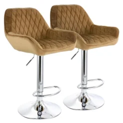 Elama 2 Piece Adjustable Velvet Bar Stool Set -Homcom Crosley Shop GUEST 6d00de4c 9818 4c48 89c2 36901b987d20