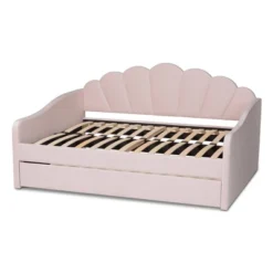Queen Timila Velvet Fabric Upholstered Daybed With Trundle Light Pink - Baxton Studio -Homcom Crosley Shop GUEST 6d34be27 860e 4bd0 8248 5cc77d3b7d0c
