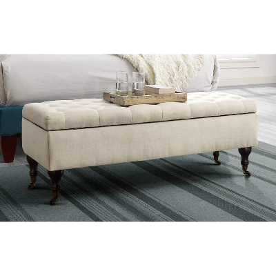Collette Tufted Bench With Storage Butter Cream - Adore Decor 3 Collette Tufted Bench With Storage Butter Cream - Adore Decor