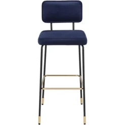Studio 55D Marc Swivel Bar Stools Set Of 2 Black Gold 29 1/4" High Mid Century Modern Blue Cushion Backrest Footrest Kitchen Counter Height Island -Homcom Crosley Shop GUEST 6db30db0 16c0 488e 9fa2 6ce01f5d9cb7