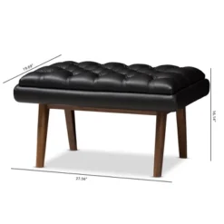Baxton Studio Annetha Mid Century Modern Walnut Finished Wood Faux Leather Upholstered Ottoman Black -Homcom Crosley Shop GUEST 6eebd103 8a77 465b 80da 3dfb858c5194