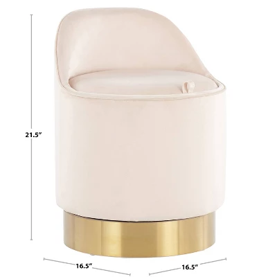 Marla Glam Vanity Stool Steel/Velvet Chrome/Silver - LumiSource 16 Marla Glam Vanity Stool Steel/Velvet Chrome/Silver - LumiSource - Image 14