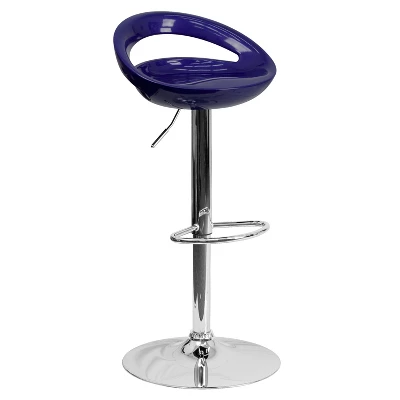 Flash Furniture Contemporary Plastic Adjustable Height Barstool With Rounded Cutout Back And Chrome Base 14 Flash Furniture Contemporary Plastic Adjustable Height Barstool With Rounded Cutout Back And Chrome Base - Image 12