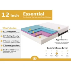 Dynasty Mattress 12 Inch Firm CoolBreeze Advanced Cooling Gel Infused Open Cell Memory Foam Mattress And Cool Silk Cover -Homcom Crosley Shop GUEST 6f71d759 62ef 4a2b 9135 6e377f8f2fe3
