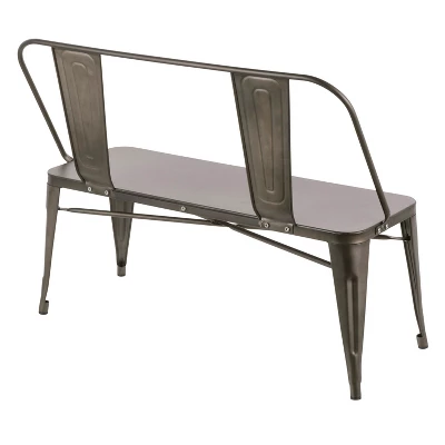 Oregon Industrial Metal Dining Entryway Bench- LumiSource 4 Oregon Industrial Metal Dining Entryway Bench- LumiSource - Image 2