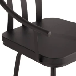 Elm Lane Black Bar Stool 25 3/8" High Modern Industrial Wood Seat Curved Arm With Footrest Backrest Kitchen Counter Height Island -Homcom Crosley Shop GUEST 70080c9a 60eb 4ea1 b4f1 245ac26078cb