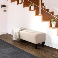 Rosewell Button Tufted Fabric Accent Bench - CorLiving -Homcom Crosley Shop GUEST 71340e24 5ac9 4d29 b709 70e807d26837