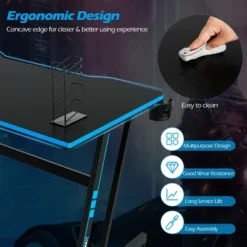 Costway 47.5'' Gaming Desk Z-Shaped Computer Office Table W/Gaming Handle Rack Red/Blue -Homcom Crosley Shop GUEST 71543ab1 f8ea 4a47 8178 be85a14c573a