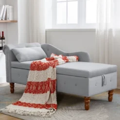 Bedroom Velvet Chaise Longue With Storage, Pillow And Nailhead Accents - ModernLuxe -Homcom Crosley Shop GUEST 71652280 df7b 4335 a893 55bdbc17f0d7
