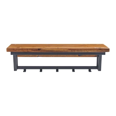 Claremont Rustic Wood Coat Hook And Bench Set Dark Brown - Alaterre Furniture 5 Claremont Rustic Wood Coat Hook And Bench Set Dark Brown - Alaterre Furniture - Image 3