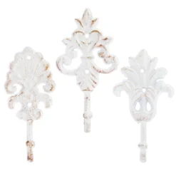 Farmlyn Creek 3 Pack Cast Iron Coat Hooks With Screws, Wall Mounted, Vintage Design (White, 8.3 In) -Homcom Crosley Shop GUEST 717f84d0 8107 40a0 9be7 5d6c43d88642