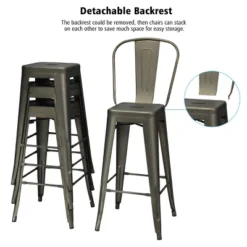 Costway Set Of 4 High Back Metal Stool 30'' Seat Bar Height Industrial Bar Stools GunBlack 16 Costway Set Of 4 High Back Metal Stool 30'' Seat Bar Height Industrial Bar Stools GunBlack -Homcom Crosley Shop GUEST 71b46aad 9b15 46ea b554 28c3594a058f