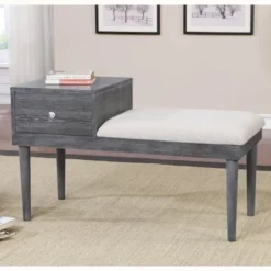 Luce Mid Century Modern Storage Bench Weathered Gray - HOMES: Inside + Out