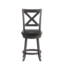 Merrick Lane 24" Classic Wooden Crossback Swivel Counter Height Pub Stool With Upholstered Padded Seat And Integrated Footrest -Homcom Crosley Shop GUEST 7201e7b9 5d58 4f7a b12b b5f36de0e5e8
