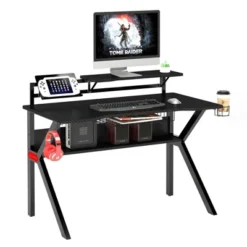 PVC Coated Ergonomic Metal Frame Gaming Desk With K Shape Legs Black - The Urban Port 12 PVC Coated Ergonomic Metal Frame Gaming Desk With K Shape Legs Black - The Urban Port -Homcom Crosley Shop GUEST 73d484d6 8d02 4b9f b7e3 816b1a65fcaa
